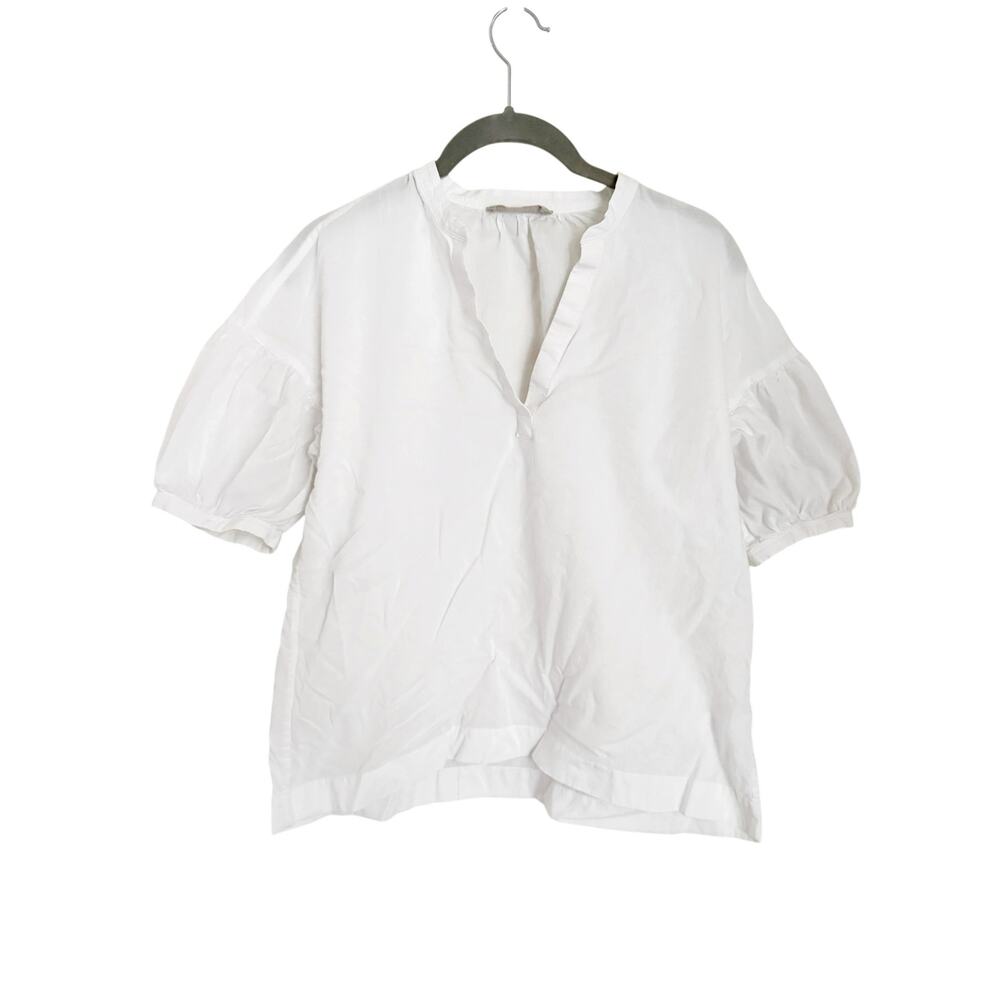 EVERLANE The Supima® Puff-Sleeve Top | White | Size 0